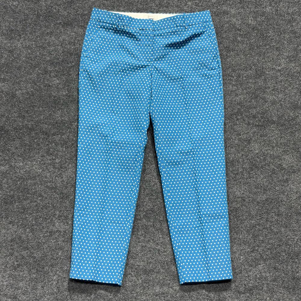 J Crew Pants Womens 4 Blue Cafe Capri Polka Dot Slim Crop Ankle Casual